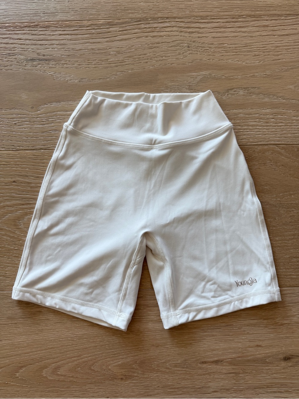YoungLA Cream High-Waist spandex hybrid Shorts